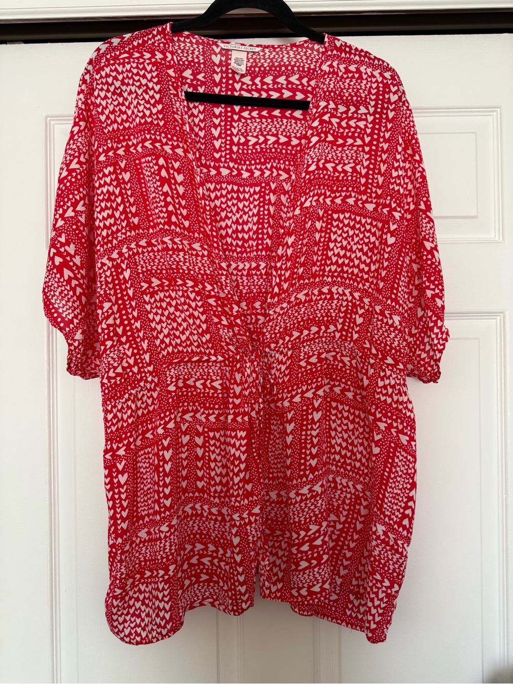 Victoria's Secret Red and White Open-Front Swim Coverup